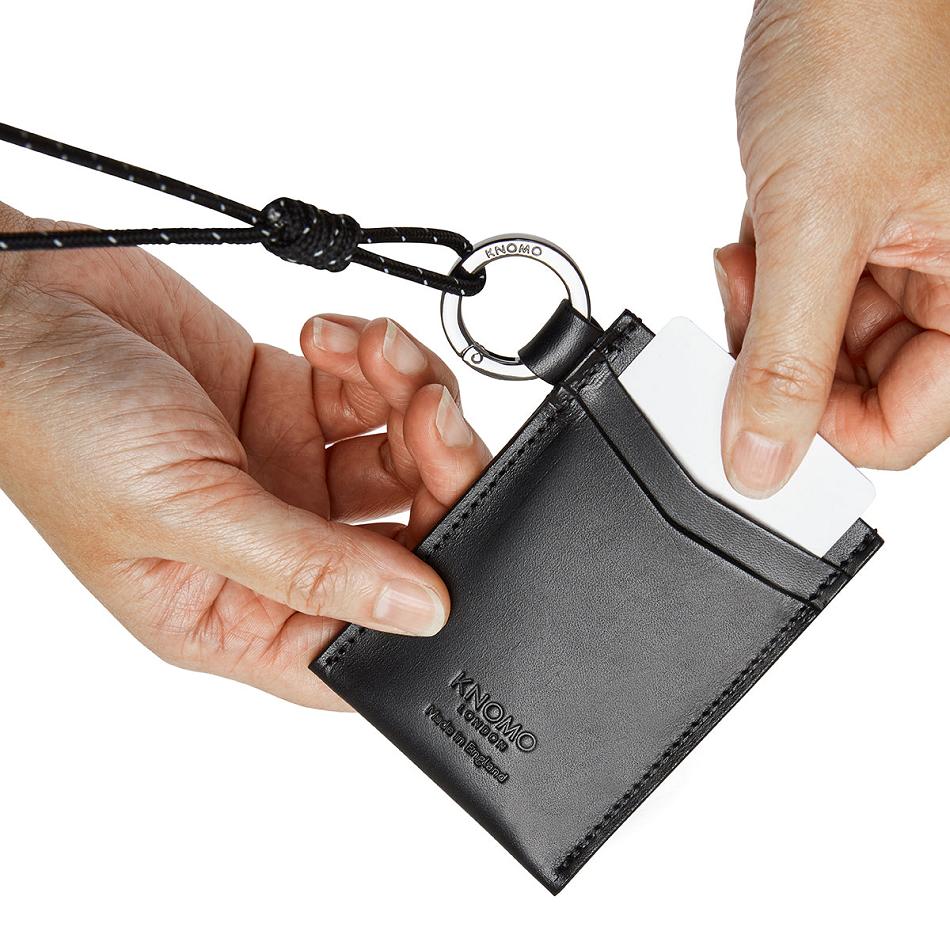 Knomo Id Card Holder With Lanyard 出口 黒 | JPICD37498